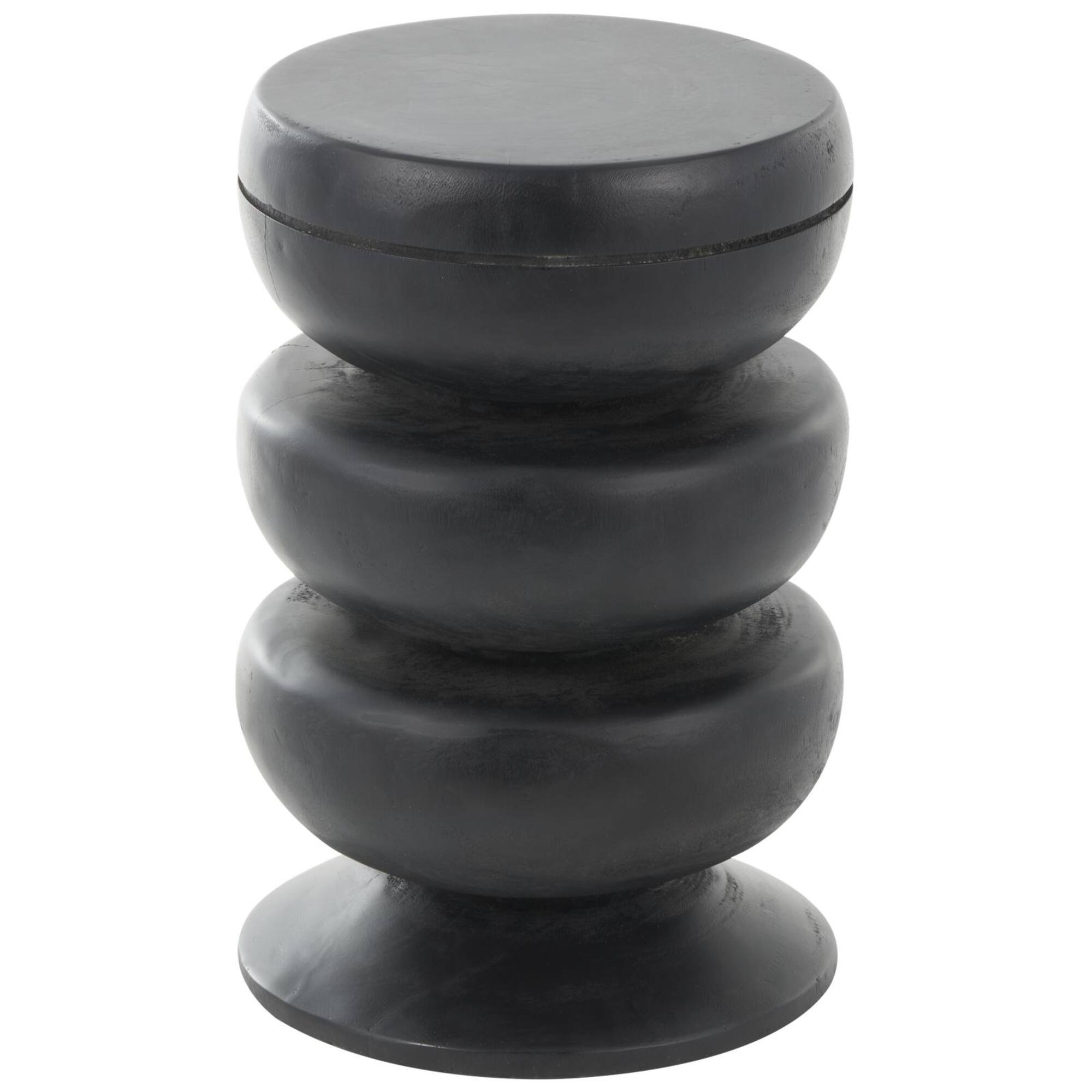 18" Black Wood Handmade Bubble Inspired Accent Table